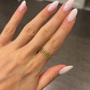 The Zinnia 3 stainless steel twist thin dainty braided rings Sz 7 gold